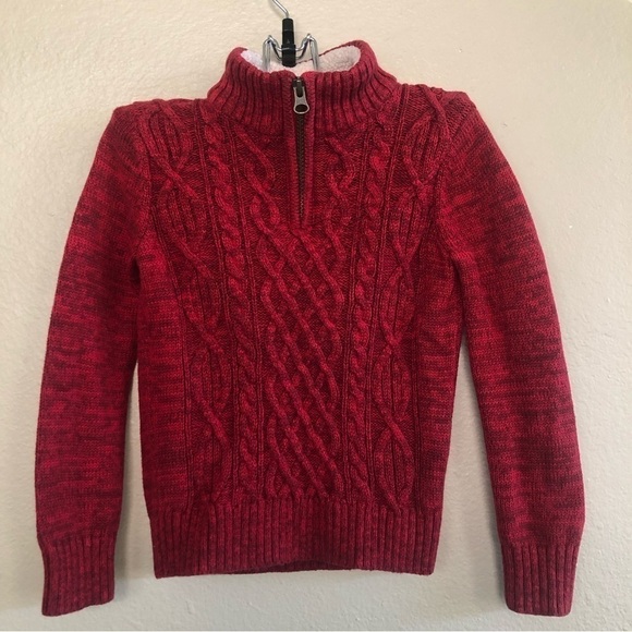 Lands' End Boys Cable Zipper Mock Neck Sweater Size S - Picture 1 of 10